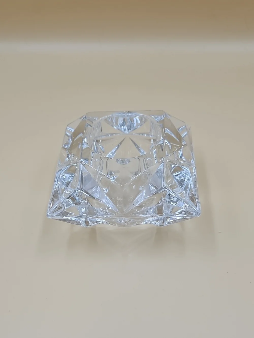Clear Cut Crystal Glass Candle Holder